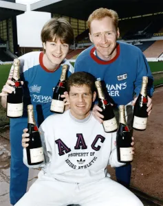 Bubbling over! That's Rangers trio Pieter Huistra, John Brown Bubbling over! That's Rangers trio Pieter Huistra, John Brown