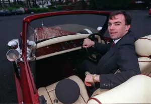 CALUM MacNEIL February 1998 WITH HIS BEAUFORT CONVERTIBLE CAR interior CALUM MacNEIL February 1998 WITH HIS BEAUFORT CONVERTIBLE CAR interior