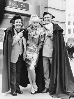 Cannon and Ball comedians Tommy Cannon and Bobby Ball with model Erica Preston DBase Cannon and Ball comedians Tommy Cannon and Bobby Ball with model Erica Preston DBase