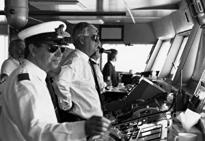 Captain Robin Woodall, Master of the QE2, on the bridge of the ship as it is sailed into Captain Robin Woodall, Master of the QE2, on the bridge of the ship as it is sailed into