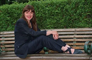 Carol Vorderman TV Presenter June 1997 Sitting on park bench Carol Vorderman TV Presenter June 1997 Sitting on park bench