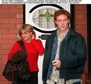 Caroline Aherne who plays Mrs Merton leaves a House in Manchester after a fight Caroline Aherne who plays Mrs Merton leaves a House in Manchester after a fight