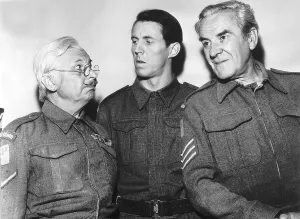 The cast of Dad Army Clive Dunn Graham Hamilton and John Le Mesurier during The cast of Dad Army Clive Dunn Graham Hamilton and John Le Mesurier during