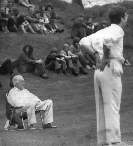 The cast of Dads Army taking part in a charity cricket match at Hayfield in Derbyshire The cast of Dads Army taking part in a charity cricket match at Hayfield in Derbyshire