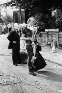 The cast of The Young Ones filming on location at Codrington Road, Bristol The cast of The Young Ones filming on location at Codrington Road, Bristol