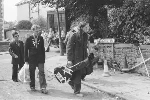 The cast of the Young Ones seen here filming on location at Codrington Road, Bristol The cast of the Young Ones seen here filming on location at Codrington Road, Bristol