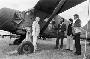 Chairman of Midland Air Museum John Berkeley presents one of the museum's exhibits Chairman of Midland Air Museum John Berkeley presents one of the museum's exhibits