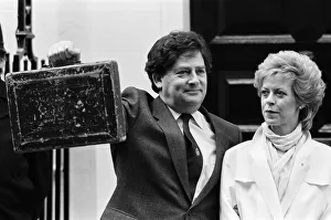 Chancellor of the Exchequer Nigel Lawson outside 11 Downing Street with his wife Therese Chancellor of the Exchequer Nigel Lawson outside 11 Downing Street with his wife Therese