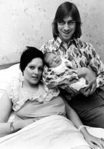 Charlie George Football Player and his wife Susan March 1973 with their new baby Charlie George Football Player and his wife Susan March 1973 with their new baby