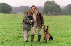 Charlie Lawson Actor with wife Ellie Lawson September 1999 with pet dog called Charlie Lawson Actor with wife Ellie Lawson September 1999 with pet dog called