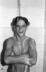 Charlton Athletic eighteen year old footballer Paul Walsh pictured in the showers at Charlton Athletic eighteen year old footballer Paul Walsh pictured in the showers at