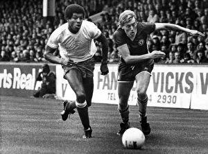 The chase is on, Villa's Tony Morley and Blues Howard Gayle give chase at Villa The chase is on, Villa's Tony Morley and Blues Howard Gayle give chase at Villa