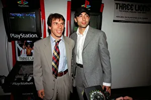 Chelsea footballer Gianfranco Zola and team mate Roberto Di Matteo at the Cafe de Paris Chelsea footballer Gianfranco Zola and team mate Roberto Di Matteo at the Cafe de Paris