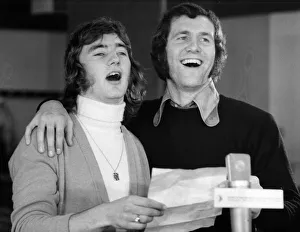 Chelsea players Alan Hudson and Peter Osgood recording 'Blue is the colour" Chelsea players Alan Hudson and Peter Osgood recording 'Blue is the colour"