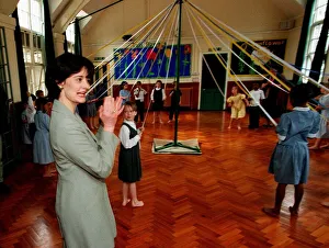 Cherie Blair wife of Tony Blair watches maypole dancing during a visit to Sudbourne Cherie Blair wife of Tony Blair watches maypole dancing during a visit to Sudbourne