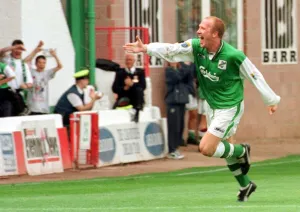 Chic Charnley, Hibernian football player Runs hand out after scoring goal against Alloa Chic Charnley, Hibernian football player Runs hand out after scoring goal against Alloa