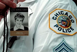 CHICAGO POLICEMAN WITH PRINCESS DIANA BADGE DURING A ROYAL VISIT - JUNE 1996 CHICAGO POLICEMAN WITH PRINCESS DIANA BADGE DURING A ROYAL VISIT - JUNE 1996