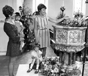 These two children were baptised in the font at Alveston Parish church These two children were baptised in the font at Alveston Parish church