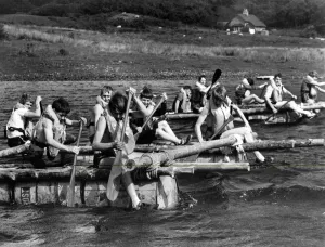 Children enjoying their summer holidays by taking part in a raft race organised by Fort Children enjoying their summer holidays by taking part in a raft race organised by Fort