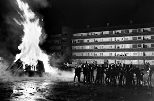 Children at Myrtle Gardens enjoying a damp bonfire night, Liverpool, Merseyside Children at Myrtle Gardens enjoying a damp bonfire night, Liverpool, Merseyside