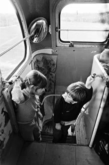 Children play on Woosehill Play Bus, a 1949 vintage bus, pictured 14th January 1986 Children play on Woosehill Play Bus, a 1949 vintage bus, pictured 14th January 1986