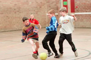 Children playing football in an annual 5-a-side football tournament held at Bishopsgarth Children playing football in an annual 5-a-side football tournament held at Bishopsgarth