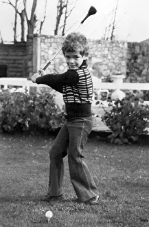 Children - Sport: Golf: Warren Jacklin... practising his drives. November 1979 P023610 Children - Sport: Golf: Warren Jacklin... practising his drives. November 1979 P023610