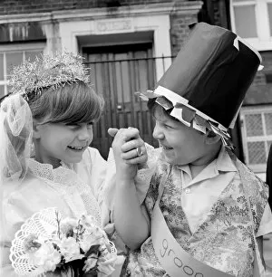 Images Dated 19th June 1970: Children: Wedding: Marriage: School Wedding Mockery: School Wedding at the Sir William