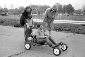 ChildrenIs Go-kart: Rober Spicer on the Go kart. October 1972 72-10290-001 ChildrenIs Go-kart: Rober Spicer on the Go kart. October 1972 72-10290-001