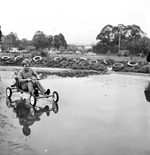 ChildrenIs Go-kart: Rober Spicer on the Skid Pan. October 1972 72-10290-010 ChildrenIs Go-kart: Rober Spicer on the Skid Pan. October 1972 72-10290-010