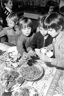 Childrens birthday party Nicky eating on his 6th birthday March 1975 Childrens birthday party Nicky eating on his 6th birthday March 1975