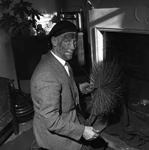 Chimney sweep (Ronald Neal) seen here at work. 1967 A1328-004 Chimney sweep (Ronald Neal) seen here at work. 1967 A1328-004