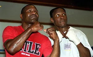 Chris Eubank (R) boxing September 1997 training in boxing ring with sparring partner Chris Eubank (R) boxing September 1997 training in boxing ring with sparring partner