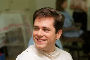 Chris Jarvis TV Presenter prepares for his make up session which will prematurely age him Chris Jarvis TV Presenter prepares for his make up session which will prematurely age him