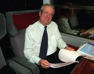 Chris Smith Labour MP and Minister for Culture June 1998. Picture on train Chris Smith Labour MP and Minister for Culture June 1998. Picture on train