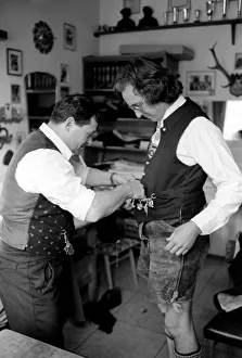 Chris Ward wearing Lederhosen in the village of Ruhpolding, near Munich. May 1975 Chris Ward wearing Lederhosen in the village of Ruhpolding, near Munich. May 1975