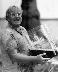 Christopher Biggins with giant glass of Grants Whisky 1989 Christopher Biggins with giant glass of Grants Whisky 1989