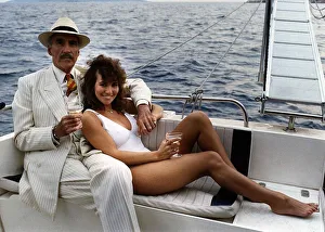 Christopher Lee and Linda Lusardi in the film Olympus Force May 1988 Christopher Lee and Linda Lusardi in the film Olympus Force May 1988