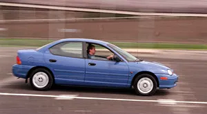 Chrysler Neon car test drive July 1997 sky blue bodywork Chrysler Neon car test drive July 1997 sky blue bodywork