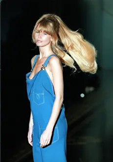 Claudia Schiffer model Gianni Versace Fashion Show Jan 94 in Paris France wearing a Claudia Schiffer model Gianni Versace Fashion Show Jan 94 in Paris France wearing a