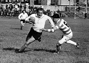Clive Shell, West Glamorgan Rugby Union Player, evades this tackle Clive Shell, West Glamorgan Rugby Union Player, evades this tackle