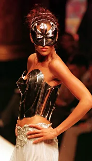Clothing by Emanuel Ungaro 1998 model wearing Emanuel Ungaro designed outfit Clothing by Emanuel Ungaro 1998 model wearing Emanuel Ungaro designed outfit