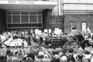 The coach carrying Queen Elizabeth II and President Nicolae Ceausescu seen here leaving The coach carrying Queen Elizabeth II and President Nicolae Ceausescu seen here leaving