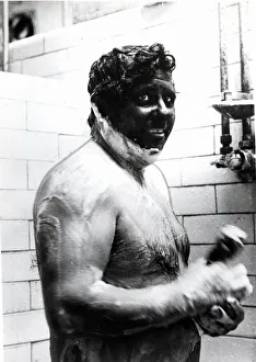 Coal - Miners - Bath time for Gordon Davies after a day down below at Lewis Merthyr Coal - Miners - Bath time for Gordon Davies after a day down below at Lewis Merthyr