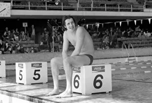 Images Dated 31st March 1975: Coca-Cola International Swimming Championships. Brian Brinkley regaining his breath after
