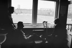 Colin Cowdrey out of hospital watching cricket at The Oval with Leslie Ames Colin Cowdrey out of hospital watching cricket at The Oval with Leslie Ames