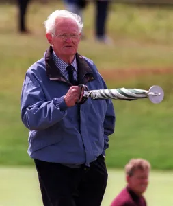 Colin Montgomerie's father at Troon July 1997 where he made a point as his son was Colin Montgomerie's father at Troon July 1997 where he made a point as his son was