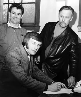 Colin Todd signs for Derby County February 1971 watched by manager Brian Clough Colin Todd signs for Derby County February 1971 watched by manager Brian Clough