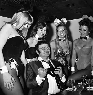 Comedian Les Dawson celebrating the news that on of his half hour shows had been selected Comedian Les Dawson celebrating the news that on of his half hour shows had been selected