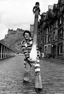 Comedian Max Boyce carrying a giant leek in Edinburgh, during his tour of Scotland circa Comedian Max Boyce carrying a giant leek in Edinburgh, during his tour of Scotland circa